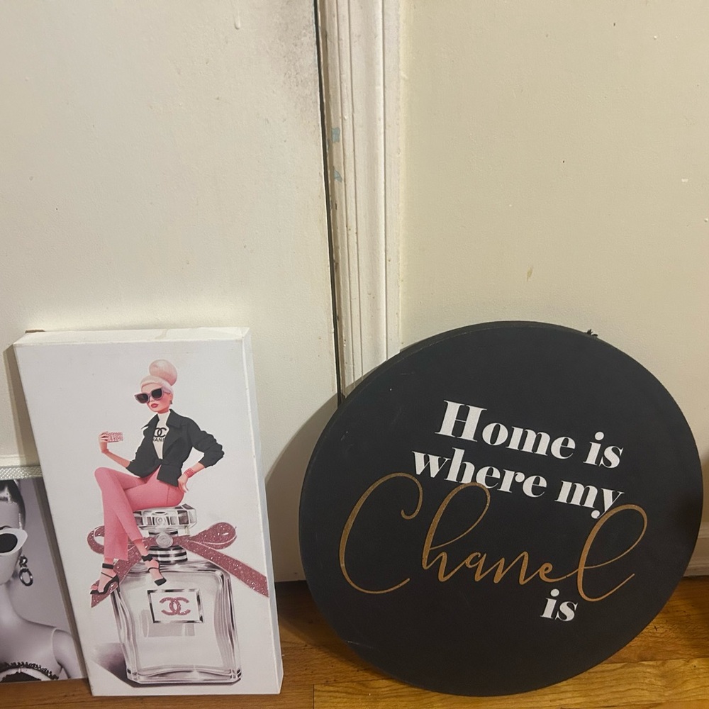 CHANEL Wall Art Set - Black, Pink, Gold